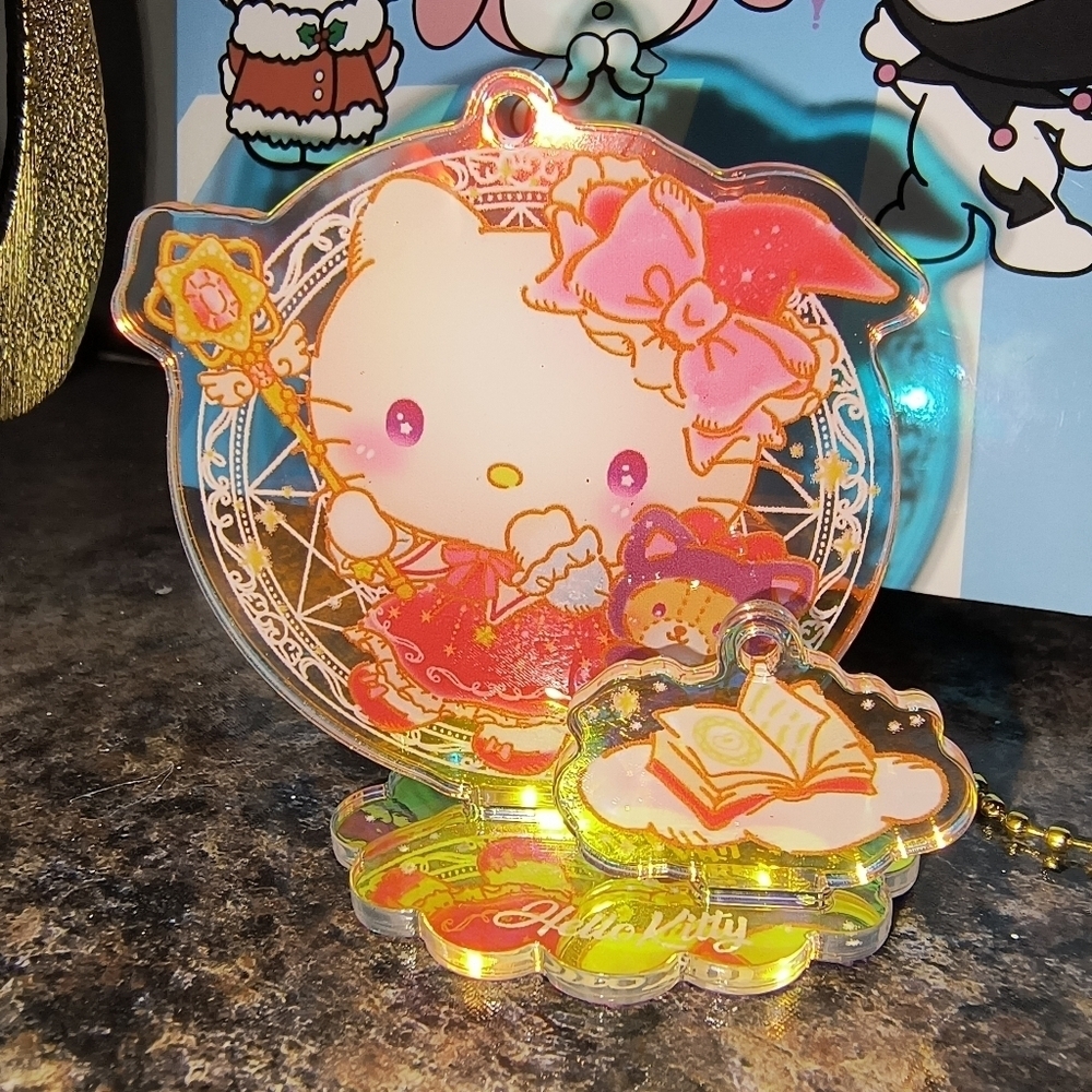 Hello Kitty Acrylic Keychain with Charm Sanrio Hello Kitty Kuromi